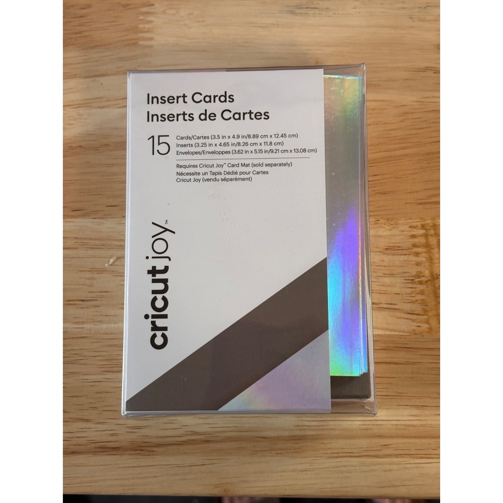 Circut Joy Insert Cards, 15 gray cards, 15 silver Inserts and 15 white envelopes